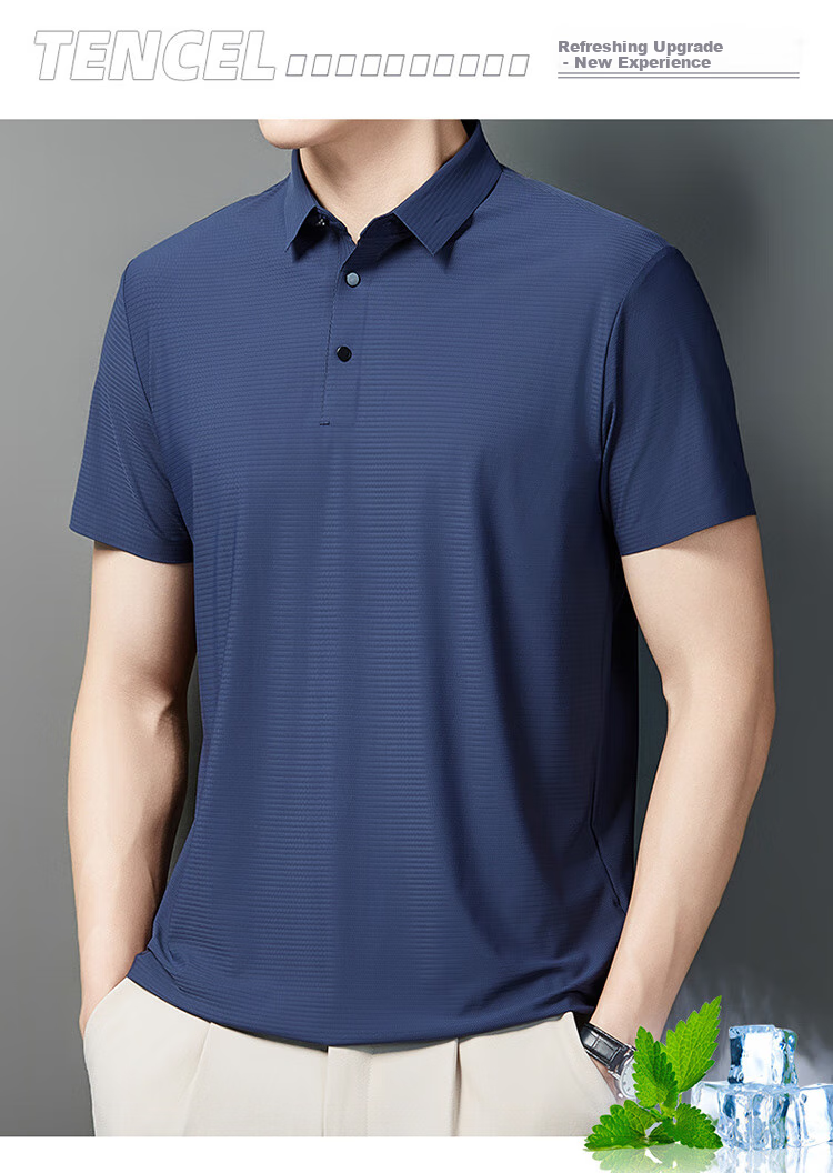 LangSha Polo Shirt for Men, Summer Sports T-Shirt, Loose-Fitting Cool Ice Silk Collar, Short Sleeve Fitness Running Father's Day Gift 1