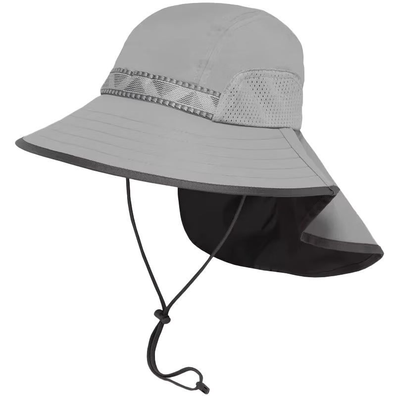 SUNDAY AFTERNOONS Adult Unisex Outdoor Sun Protection Hat with Wide Brim and Neck Flap, Light Gray, Size L