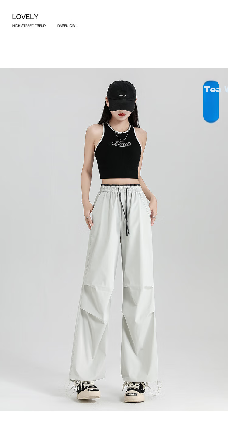 Free Style Paratrooper Cargo Pants for Women Spring Summer High Waist Draped Casual Wide Leg Ice Silk Quick-Dry Hiking Sports Pants 18