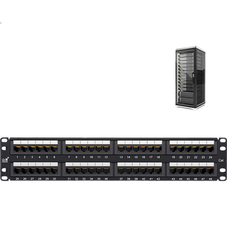 Сетевая панель SAMZHE WAN-26, 48 портов, Gigabit Ethernet, золотое покрытие, 2U, монтируемая в стойку