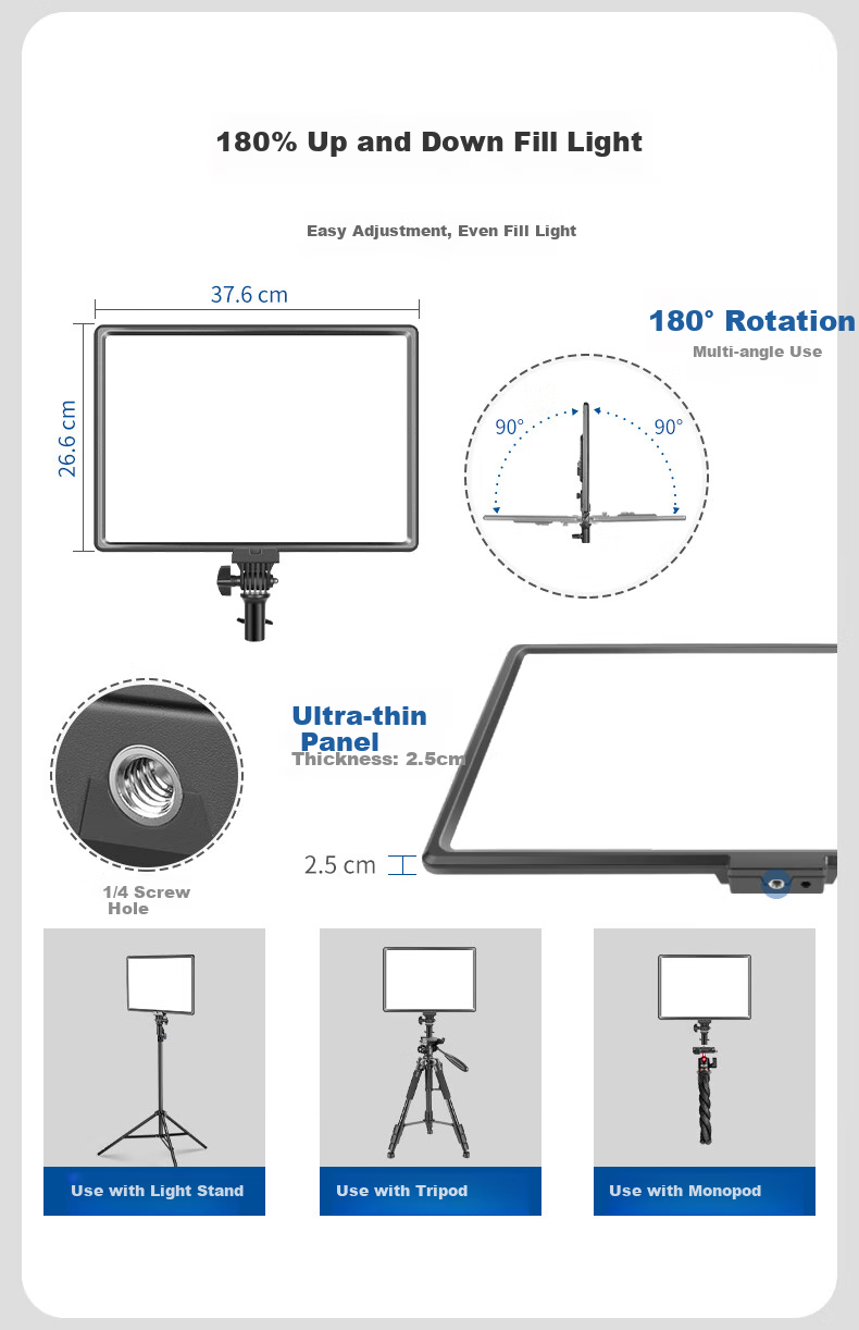 NEEWER NL-288A Photography Light, LED Fill Light, Jewelry Live Streaming Video, Continuous Lighting, Professional Flat Panel Light, Surface Light, Camera Shooting, Portrait Photography, Outdoor Lighting, Hair Light 9