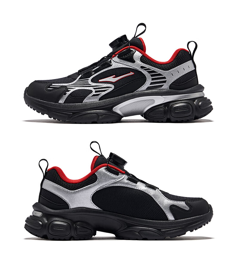 ERKE Kids Boys Girls Running Shoes Children Dial Buckle Cushioning Sports Shoes Black/Crystal White Size 38 18