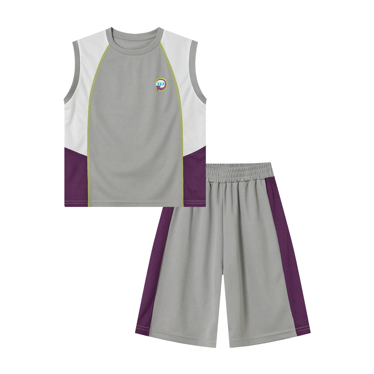 Duoduojia Boys' Sports Set, Summer 2026 Color-Block Mesh Vest Shorts Two-Piece Outfit, Running Training Children's Basketball Uniform