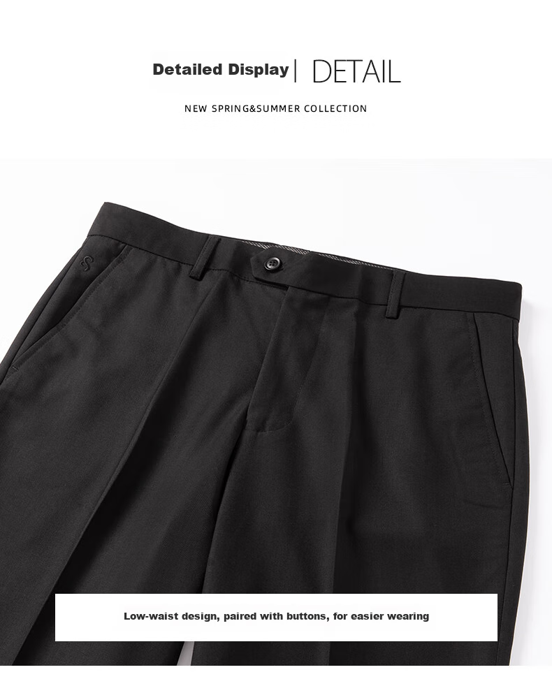 ROMON Wrinkle-Free Dress Pants for Men, Straight-Leg Stretchy, Spring And Autumn 2026, Middle-Aged And Young Business Workwear Style Professional Trousers, Black, Size 31 19
