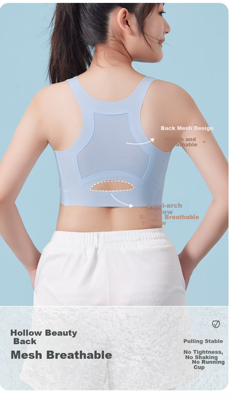 Modaier 2-Piece Set of Girls' Underwear, Student Sports Bra, Anti-Shock Bra for Middle And High School Students in Puberty, Small Vest White + Blue 12