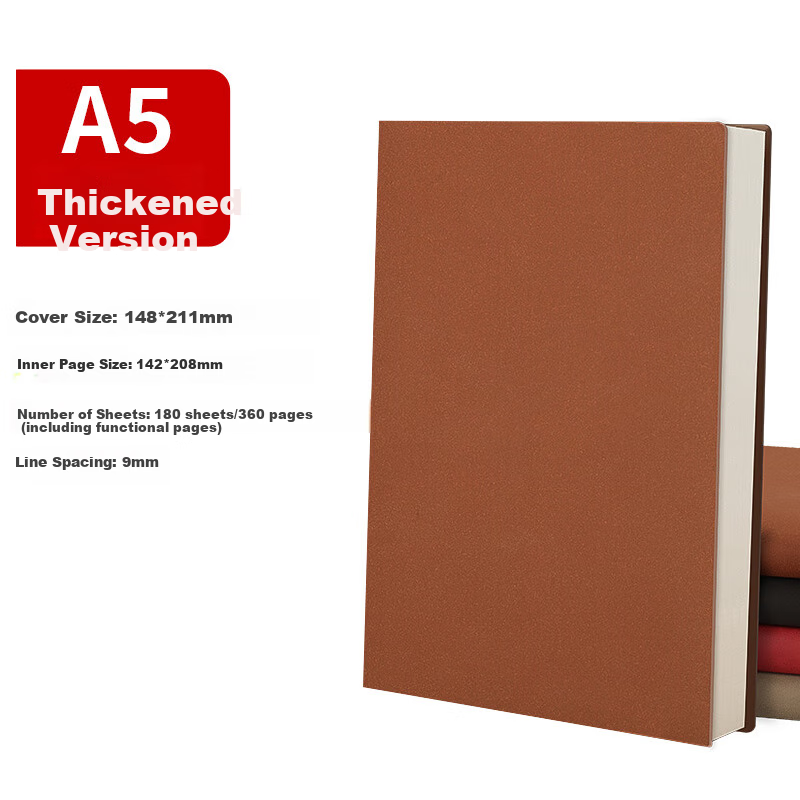 Baijinliren 4-Pack Business Notebooks, Sheepskin Cover, Thick Journal, Office Meeting Record Book, Customizable for Businesses, A5/360 Pages
