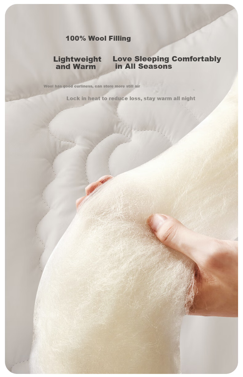 LUOLAI Home Textiles, Wool Comforter, 100% Wool Duvet, Class A Antibacterial Warm Quilt, Weighs Approximately 7 Ji 3