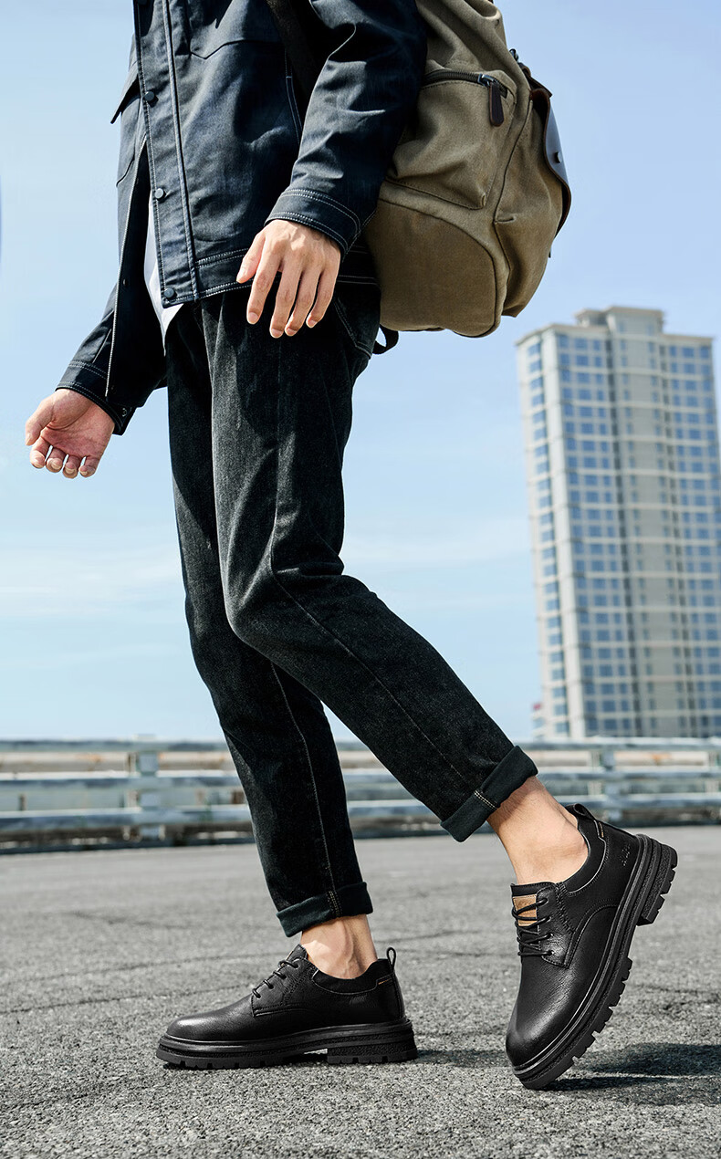 HLA Men's Fashion Retro Work Shoes Casual Leather Shoes HAAGZM2EAX050 Black Size 38 1