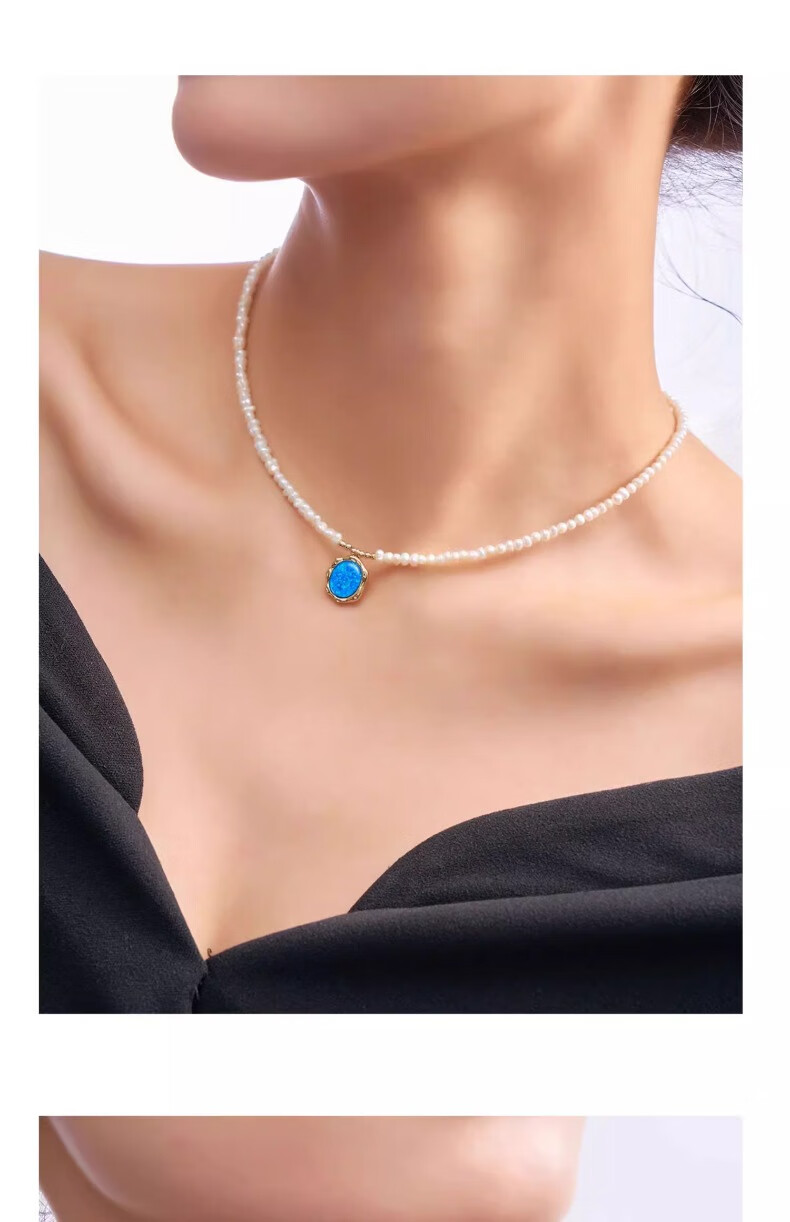 Amber Lollipop Pearl Necklace for Women, Collarbone Chain, European Style Necklace, Birthday And Mother's Day Gift for Mom Or Wife, Practical Present 7