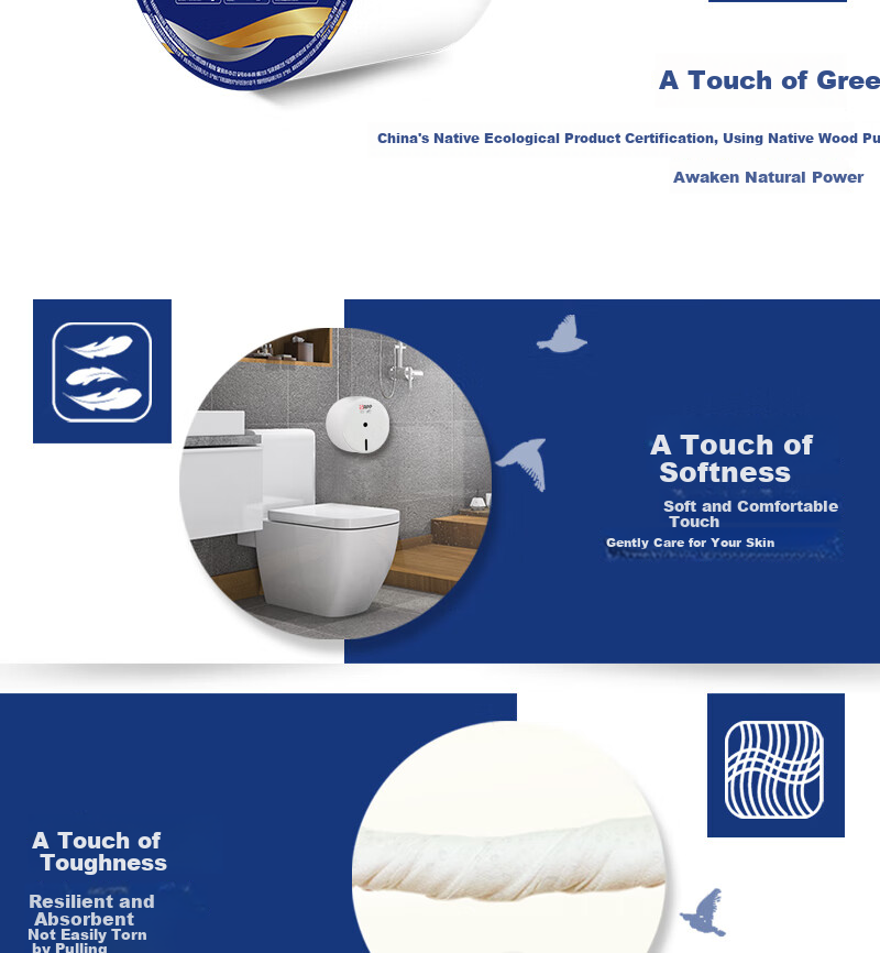 Qingfeng Central Core-Pull Toilet Paper, 2-Ply, 1030 Sheets, 12 Rolls/box, Hotel Tissue Paper 7