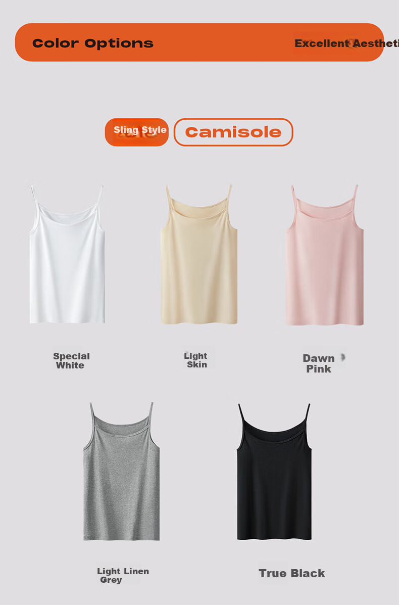 Threegun Women's Camisole Vest [7A Original Yarn Antibacterial] Pure Cotton Ribbed Basic Sleeveless Breathable Stretch 2-Pack 9