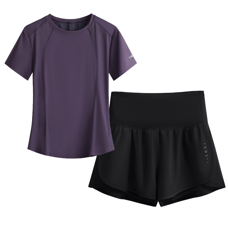 Baisirong Women's Running Sports Set, Fashionable Quick-Dry Clothing, Hiking Casual Athletic Training Jump Rope Outfit, Stylish Fitness Wear