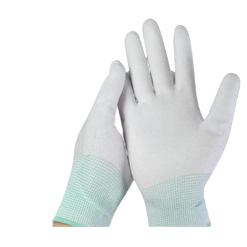 Mitz Anti-Static Gloves Carbon Fiber Coated Palm Winter PU Coated Lightweight Dust-Free Breathable Non-Slip Assembly Electronic Factory Labor Protection Gloves Size M Medium (10 Pairs/Pack)