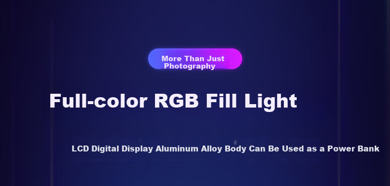 Jimantu Full-Color RGB Fill Light, Portable LED Pocket Light, Handheld Atmosphere Effect Color-Changing Rechargeable Photography Light for Mirrorless Cameras 1