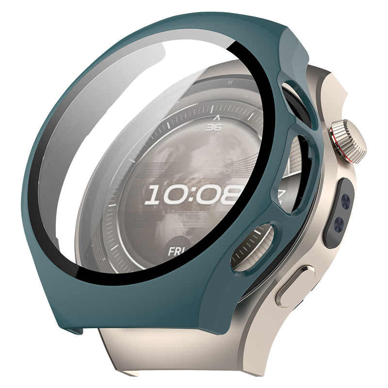 KMaxAI Huawei Watch 5 Protective Case, Hard Shell Cover, Tempered Glass Film, Silicone Pine Green, Suitable for HUAWEI WATCH 5, Scratch-Resistant, Shockproof, Outdoor Sports