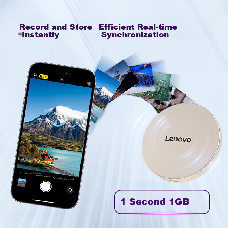 Lenovo Magnetic Movable Solid State Drive (PSSD), Type-C USB3.2 Nvme, 2000MB/s Read Speed, Magnetic Phone Direct Connection, TY9 Obsidian Gold (2TB)