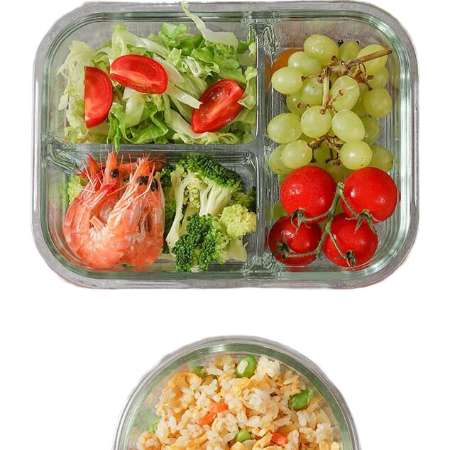 Контейнер для хранения LOCK&LOCK, термостойкое стекло, 1л, с тремя отделениями, герметичный, для микроволновой печи