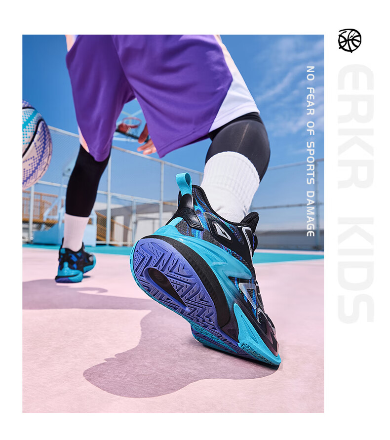 ERKE Kids Boys Youth Cushioning Basketball Shoes Children's Dial Buckle Sports Shoes Athletic Orange/Orange Haze Size 37 11