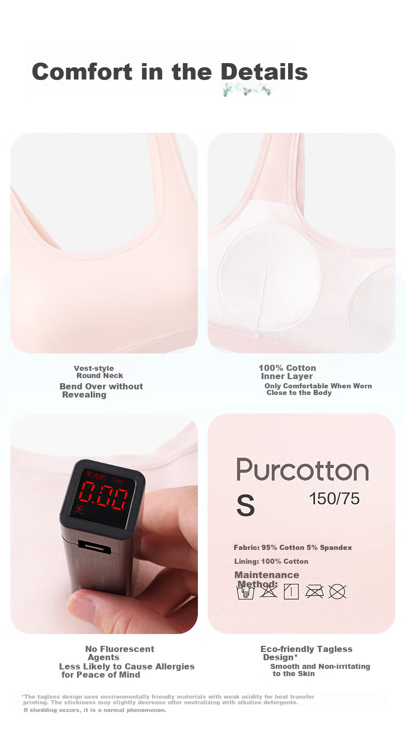 PurCotton [Xiao Qingfeng Yi Jia] Girls' Underwear Bra, Puberty Breathable Children's Underwear, for Ages 6-12, Early Development, Self-Operated 11