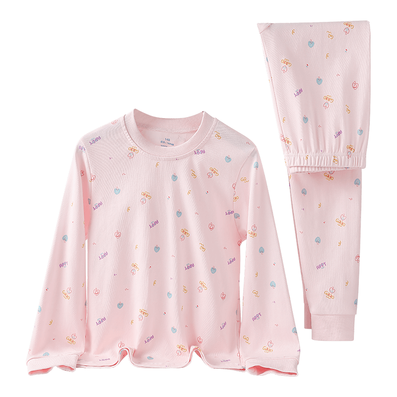 Hodo Girls' Autumn Cotton Thermal Underwear Set, Antibacterial and Anti-Mite, 100% Cotton Base Layer Sweater for Ages 7 and Up