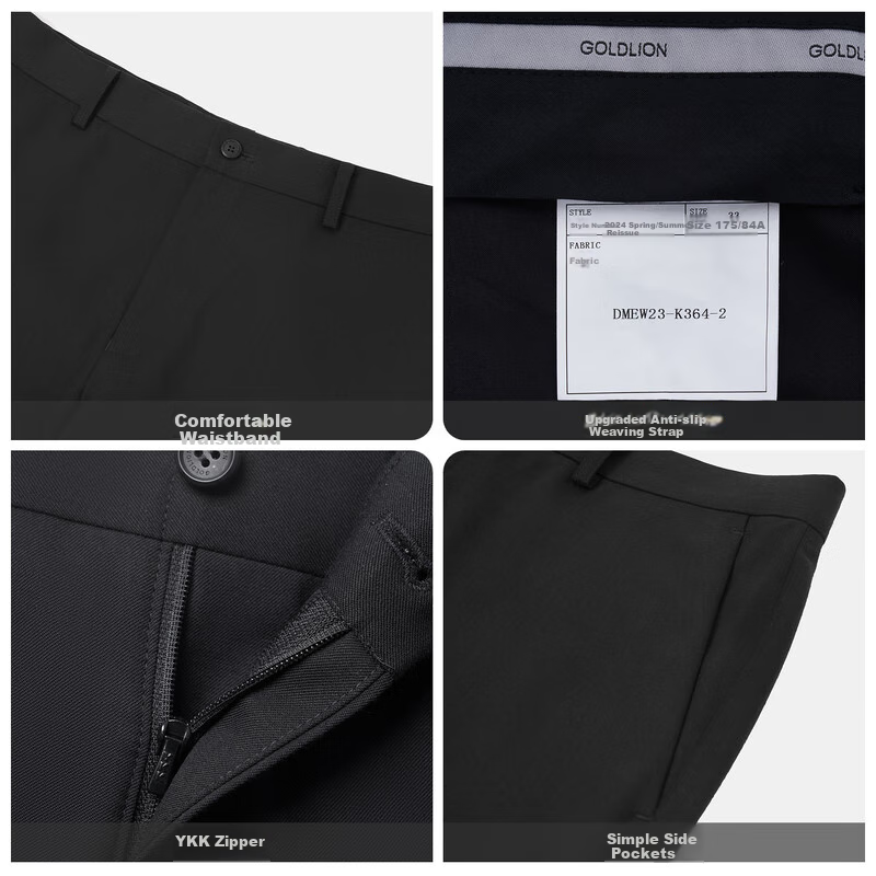Goldlion [Ziyouxi Second Generation] Men's Dress Pants for Spring And Autumn, Machine Washable, Wrinkle-Free, Slim Fit Business Trousers, Black, Size 32
