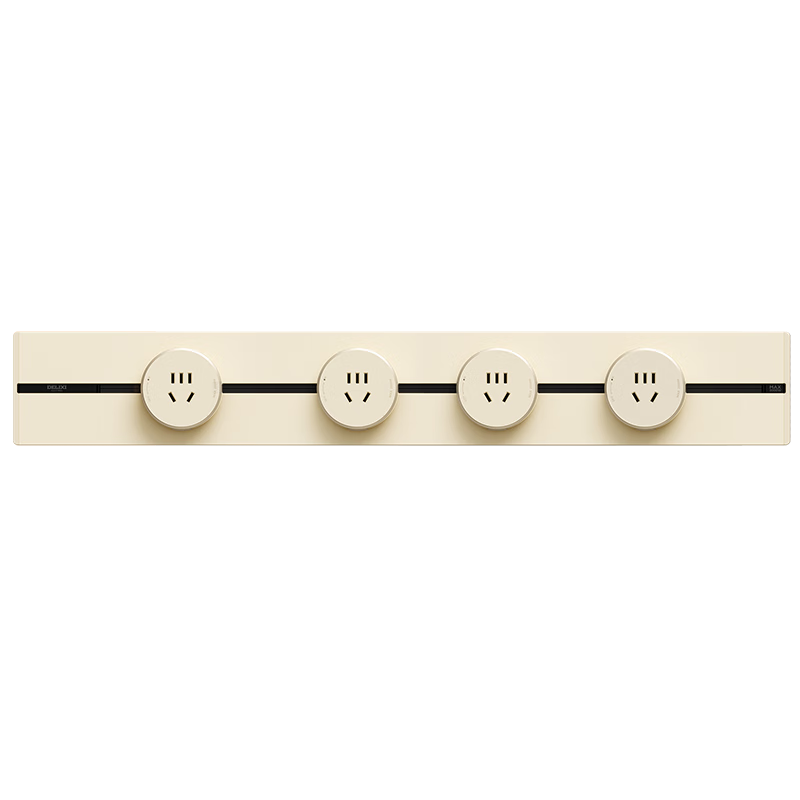 DELIXI Track Socket Cream Style New Seamless Movable Rail 60cm Track + 4 Five-Hole Silver Osmanthus Yellow Sockets