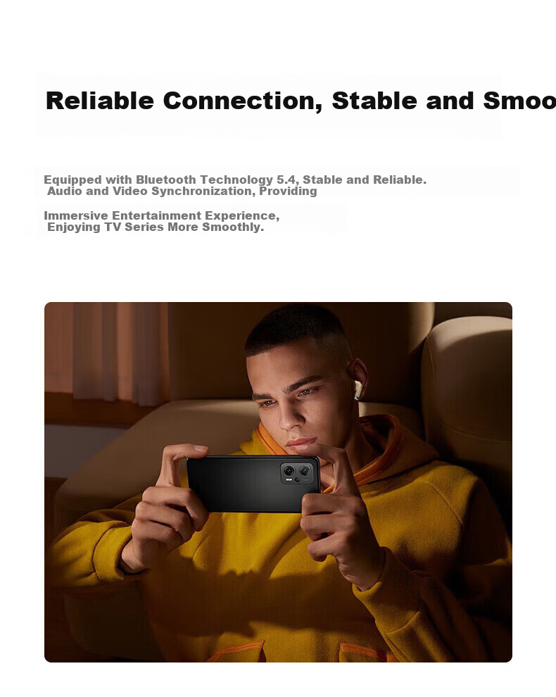 EARISE [2025 New Model | Flagship Top Configuration] Bluetooth Earphones, True Wireless Semi-In Style, for Sports And Gaming, Low Latency, High Sound Quality, Compatible with Android, FD190 White 3
