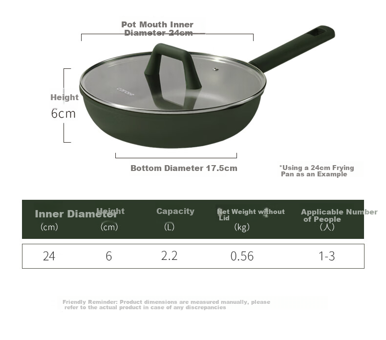 CaROTE Non-Stick Deep Frying Pan for Steak, Titanium Pan for Home Use with Induction Cooker, Egg Frying Pan, 26cm 11