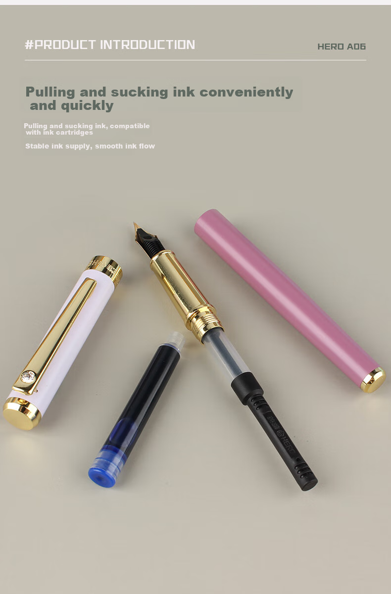 HERO Fountain Pen A06-1 Morandi Iridium Nib Adult Daily Writing Business Office Signature Ink Pen EF Nib Taro Color 5