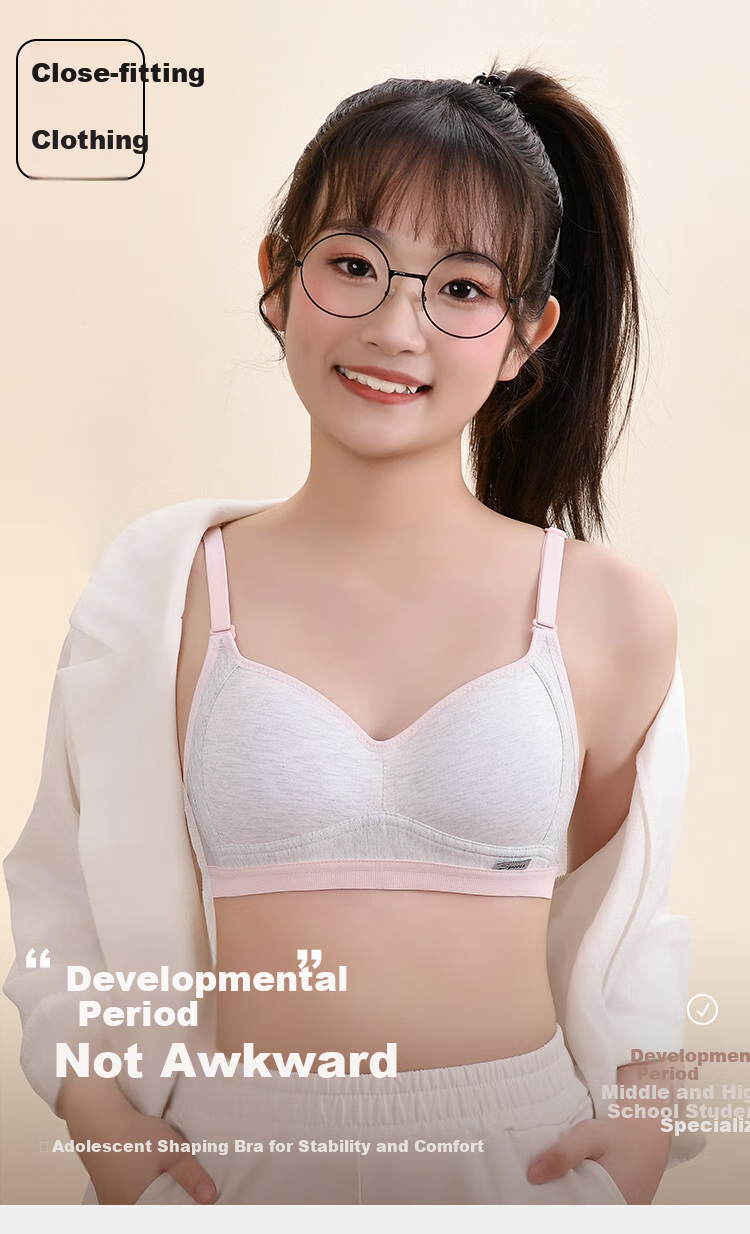 MiiOW Girls' Wireless Bra, Breathable Vest for Children, Seamless Underwear for Middle And High School Students in Puberty, Thin Style 1