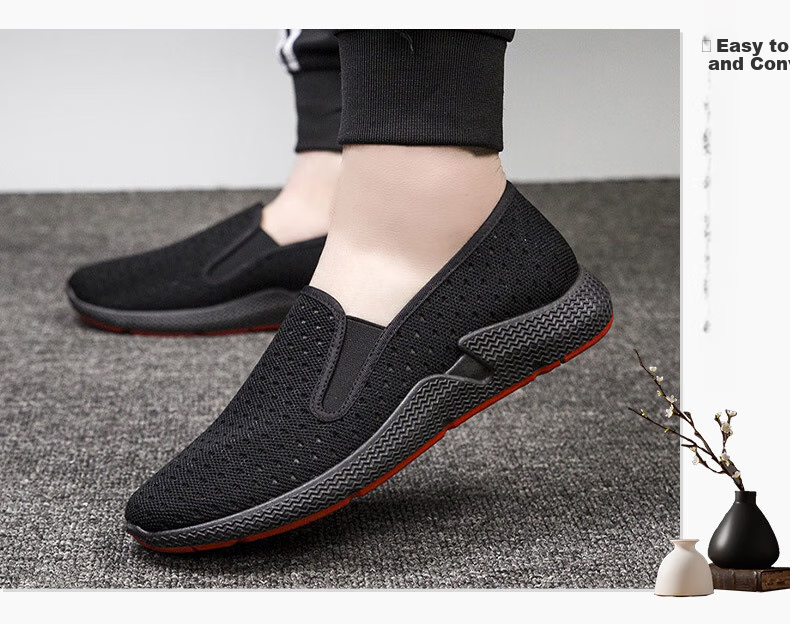 Weizhi Old Beijing Cloth Shoes Breathable Mesh Upper, Soft Sole Comfortable Wear-Resistant Casual Shoes, WZ1303 Red Sole, Size 40 9