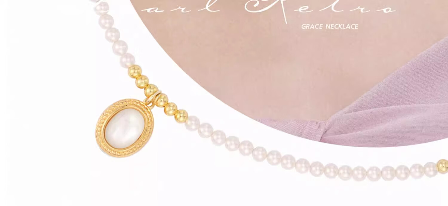 AJIDOU Necklace for Women, Elegant Vintage Shell Pendant, Pearl Collarbone Chain, Versatile Gift for Girlfriend, Mid-Autumn Festival Present 4