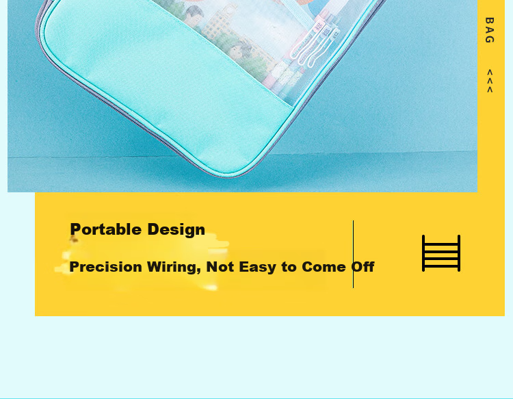GuangBo L-Shaped Transparent Mesh Tutoring Bag, Subject Bag, Three-Layer A4 File Folder, Student Exam Paper Storage Zipper Bag, Stationery Bag, A08010 10