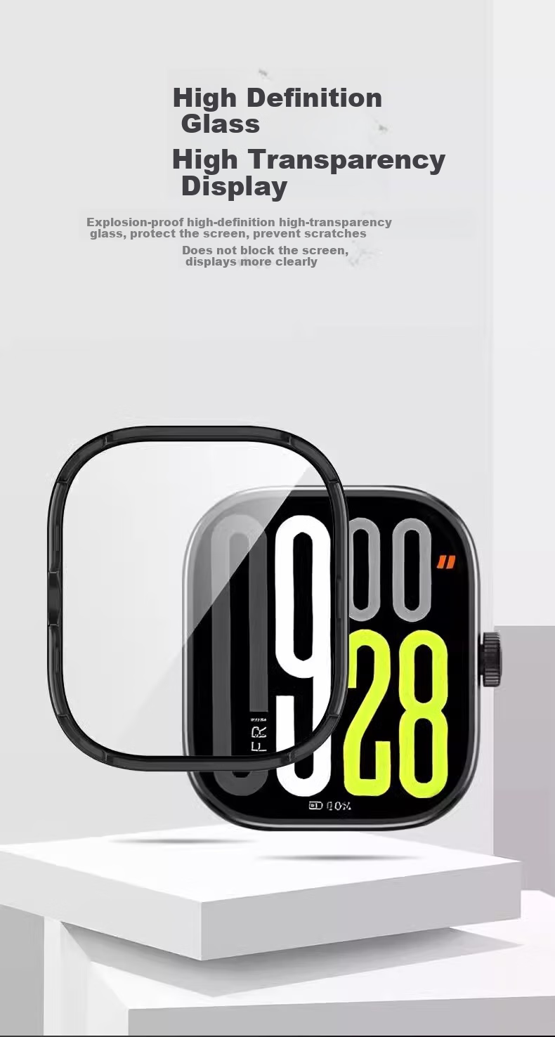 CHENSONG Compatible with Xiaomi Redmi Watch Redmi Watch 5 Tempered Glass Screen Protector, VIVO/iQOO GT2 Case And Screen Protector Combo Protective Cover, Transparent 4