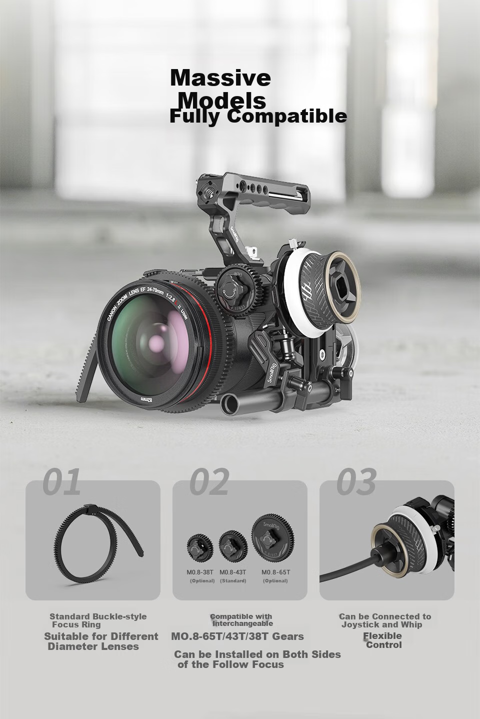 SmallRig 3010 Mini Follow Focus, Manual Zoom, Wireless Remote Control Universal Focus Adjuster for Lenses 4