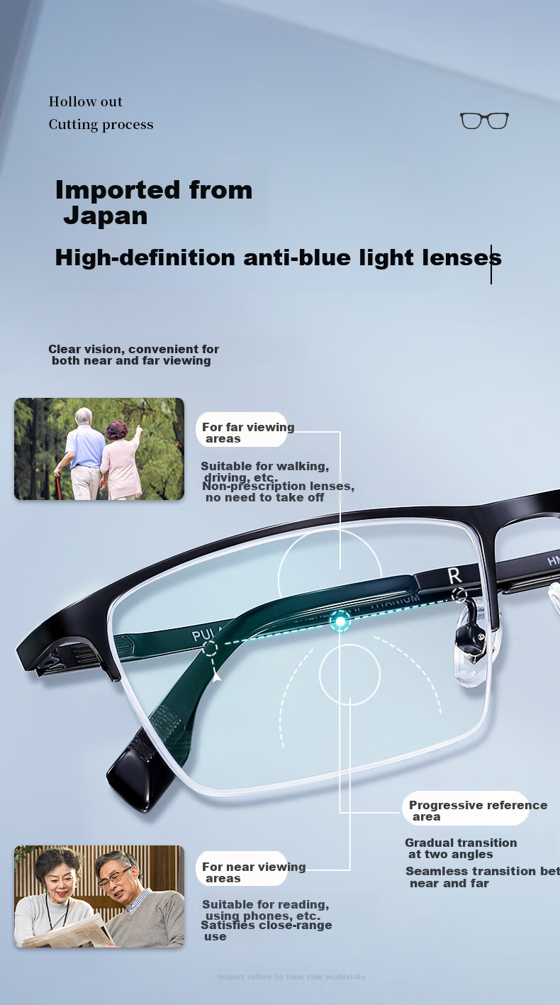 Pulais Reading Glasses for Men, Genuine Product, Imported from Japan, Ultra-Durable MR-8 Digital Anti-Blue Light Presbyopic Business Reading Glasses 4