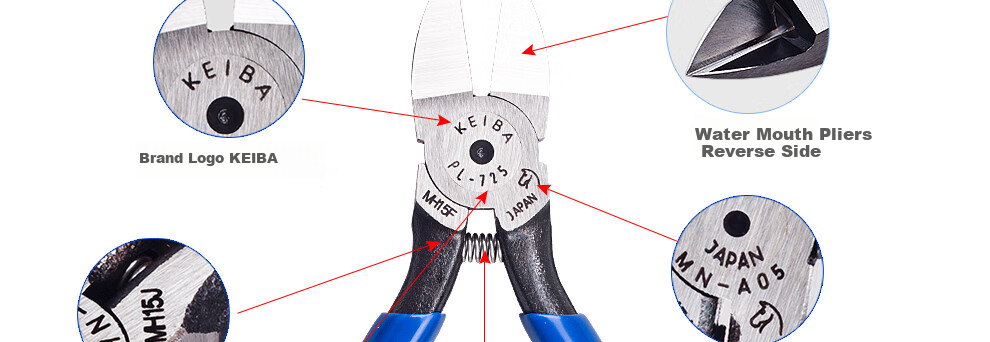 KEIBA Japanese Imported Model Plastic Water Pipe Pliers, Diagonal Cutting Pliers, Side-Cutting Pliers, PL-717 15