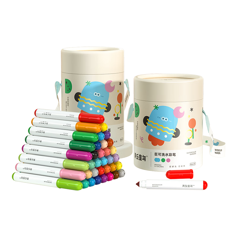 Meiletongnian Children's Watercolor Markers, 36 Colors, Washable Non-Toxic Drawing Pens, Birthday Gift for Kindergarten And Elementary School Boys And Girls