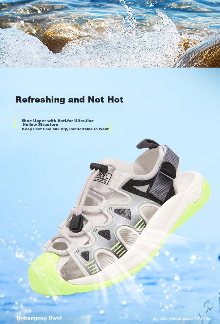 TOREAD Flagship Children's Sandals for Boys And Girls, Big Kids' Summer Shoes, Non-Slip Closed-Toe Beach Shoes, Premium Gray-Green Color, Size 32 4