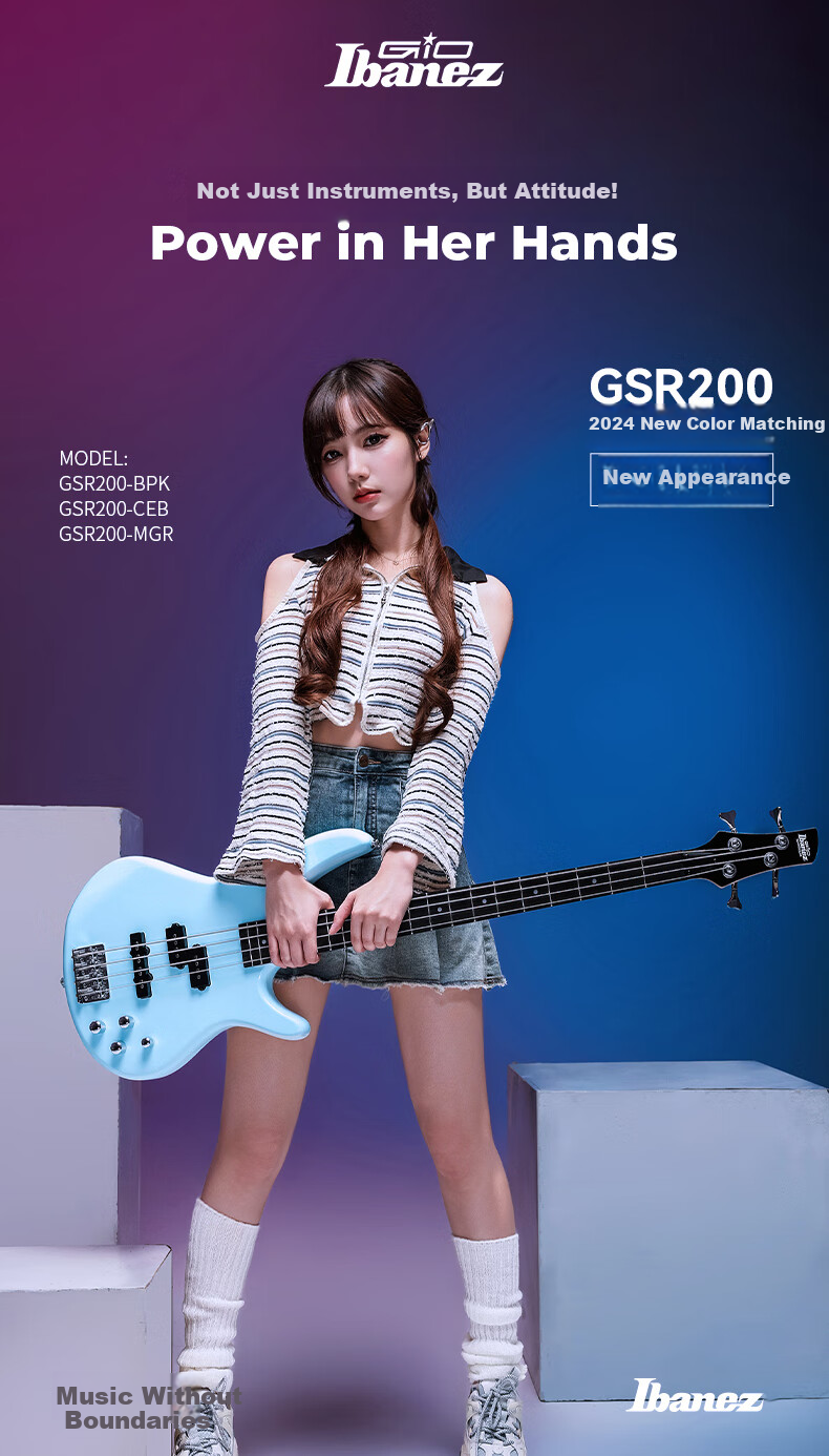 IBANEZ GSR200 Electric Bass Guitar for Students And Beginners, Entry-Level Performance Instrument, Sky Blue Color 1