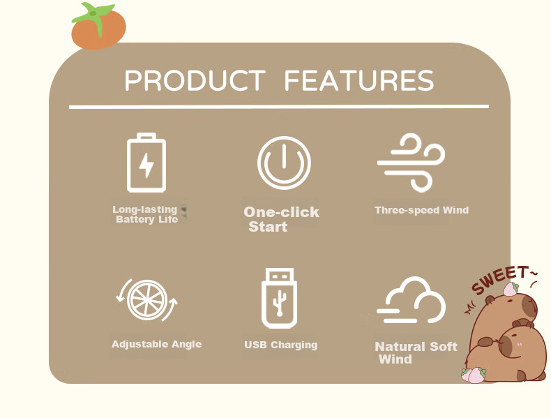 Ouliwen Small Fan for Desktop And Bed, USB Rechargeable, Low Noise, Three-Speed, with Base, Portable, High-Power Electric Fan, for Office And Dormitory, Beibao, Beige, 3C Digital Full Network Low Price 2