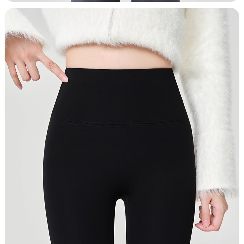 Miiow Women's Sherpa Fleece Shark Pants, Autumn Winter Thickened Leggings, Warm Stretch High Waist Tummy Control Yoga Black Pants 18
