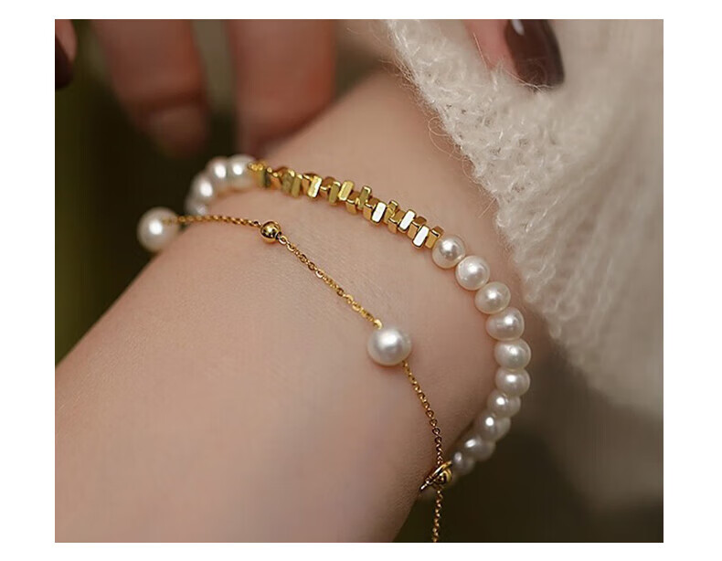 Aideyueding Silver And Pearl Bracelet for Women, Youthful Style, Luxurious High-End Feel, Birthday Gift for Girlfriend Or Wife 1