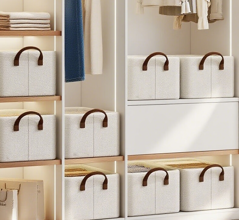 Huaqizhigu Storage Box, Clothes And Pants Organizer, Closet Underwear Storage Container, Cotton And Linen Foldable Storage Solution, Medium Size 1