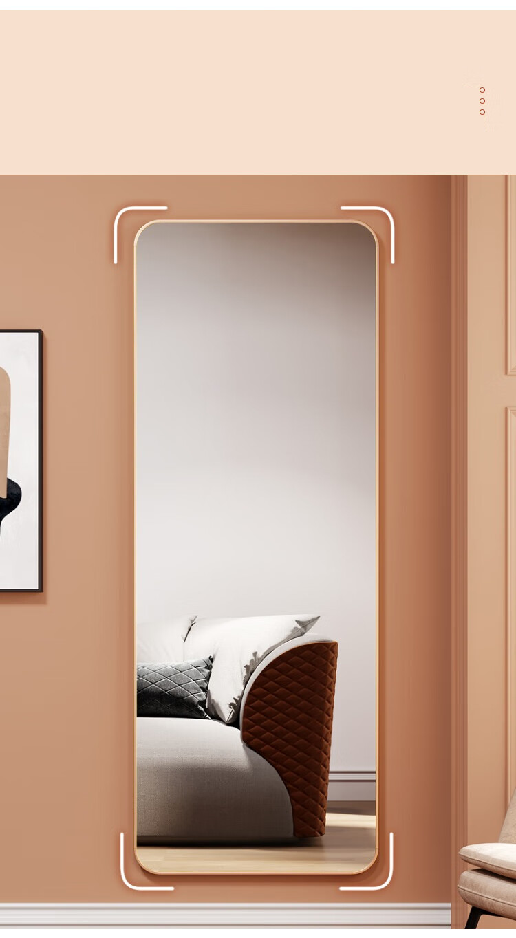 XINGKAI Full-Length Dressing Mirror Wall-Mounted Floor Mirror for Bedroom JY89 Gold 146*36cm 6