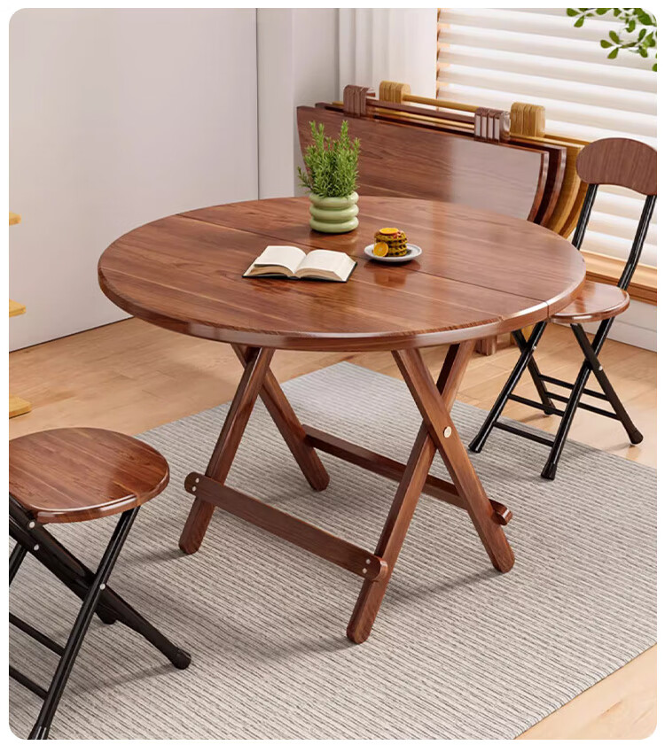 Yupin Foldable Round Dining Table, Simple Home Dining Table for Small Apartments, Outdoor Living Room Table And Chairs CJ123 Square Table Walnut 80 13