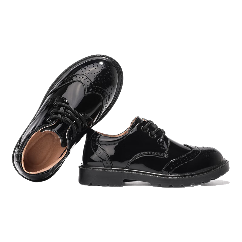 Aokang Boys' Leather Shoes, Soft Sole, Non-Slip, Summer New Style, Performance Black, British Style, Student Children's Shoes, Big Kids' Loafers
