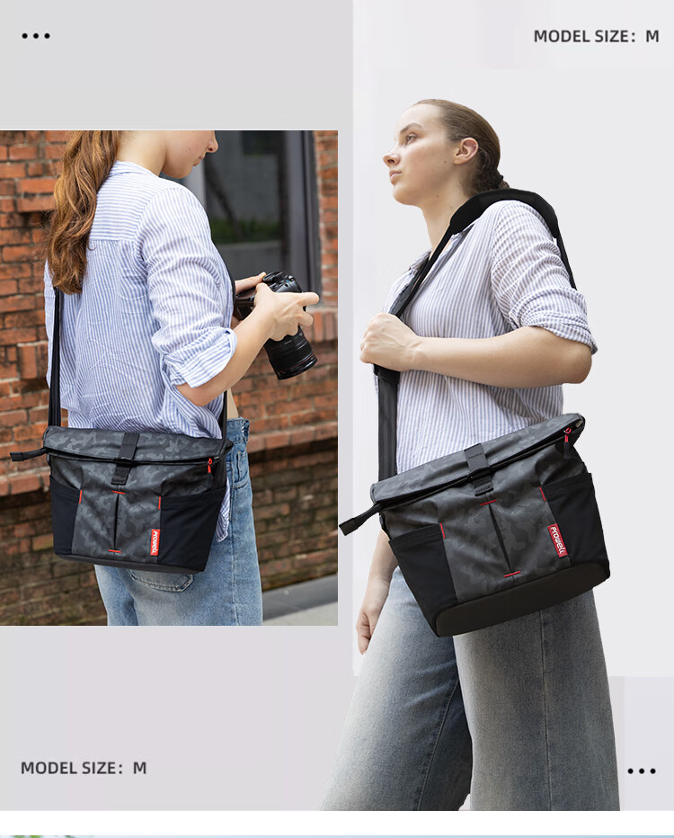 Pulewei Mirrorless Camera Bag, Crossbody Bag, Large Capacity Shoulder Bag, Casual Lightweight Portable Street Photography Bag for Sony, Canon, DJI, Nikon DSLR Cameras with Three Lenses 2
