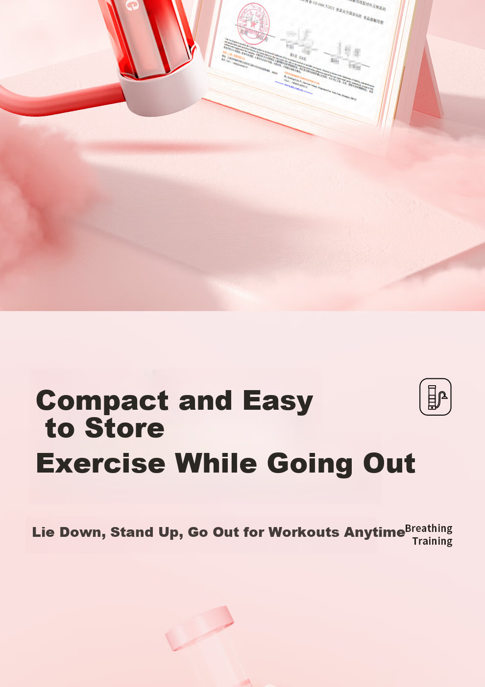 Mdikawe Breath Dumbbell Weight, Middle School Entrance Exam Abdominal Trainer, Lung Capacity Vest, Face Slimming Core Exercise Fitness Equipment, Pink 11