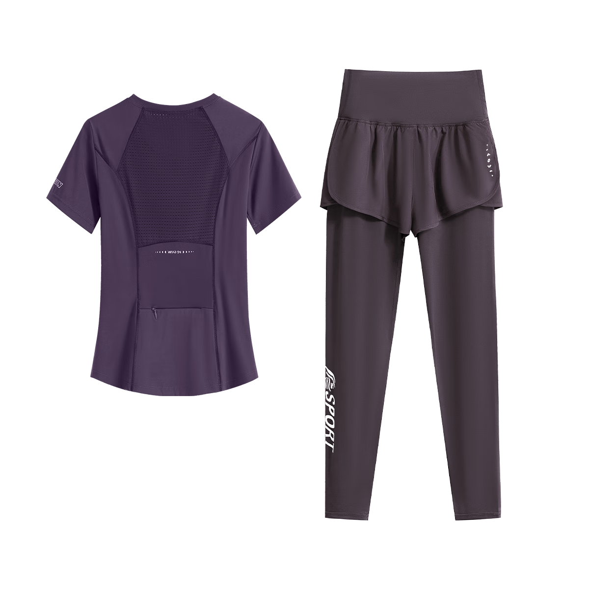 Baisirong Professional Morning Jogging Sports Set for Women, Fitness Athletic Training Outfit, Short-Sleeve T-Shirt, Anti-Exposure Yoga Shorts, Thermal Pants